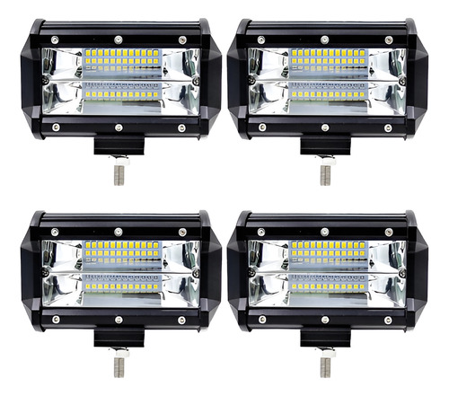 Kit 4 Farol Milha Retangular Led 72w 7d Jeep Off Road Trilha