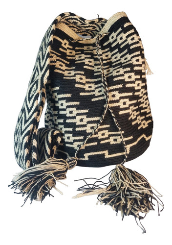 Mochila Wayuu Originales Grande Negra Blanca Mujer Hombre 