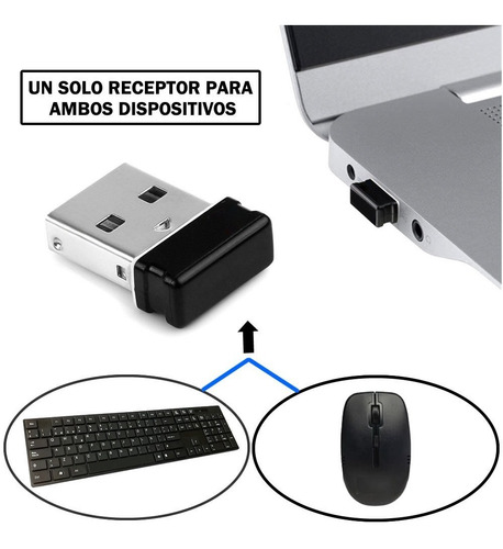 Imagen 5 de 6 de Combo Kit Teclado Y Mouse Inalambrico Español Ñ Pc Notebook