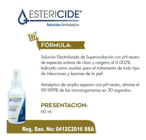 Estericide Antiséptico Solución 60ml Tatuajes Perforaciones