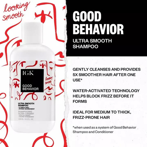 Champú Igk Good Behavior Ultra Smooth, 1 Litro, Frizz Contro