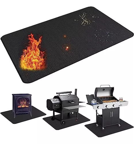  SHOKHI Alfombra negra duradera para parrilla de hogar, alfombra  de protección para el suelo, alfombra ignífuga resistente al fuego (color :  19.7 x 31.5 in) : Hogar y Cocina