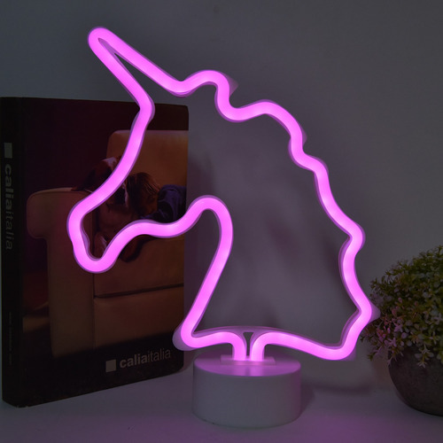 Letrero De Neón Rosa Para Mesa, Base De Luz Led Con Bonita F