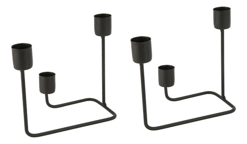 ' Candelabro Negro, 2 Unidades, Portavelas Con 3 Brazos