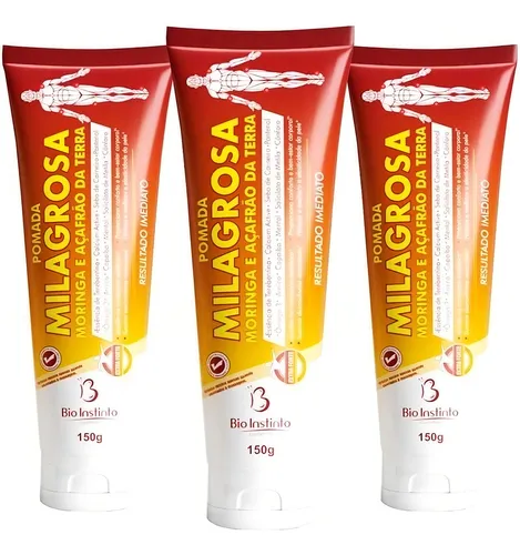 Pomada Milagrosa Moringa e açafrão da terra - Bio Instinto Massageadora Bisnaga De 150ml/150g