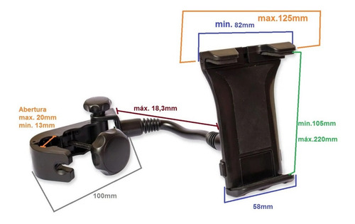 Suporte P/ Smatphone E Tablet De 3.5 A 10.1pol. P/ Pedestal