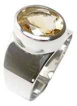 Comprar Anel Em Prata 950k Com Citrino Natural 10x12mm