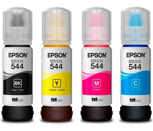 Kit Refil De Tinta Epson T544 Preto, Vermelho, Amarelo, Azul