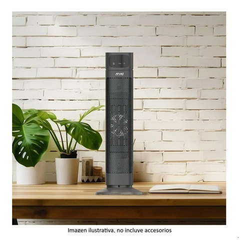 Calefactor De Torre Cerámico Calentador Eléctrico 60cm Atvio Negro