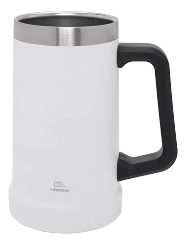 Caneca Térmica Inox Com Alça P/ Cerveja 700ml Mimo Style Cor Branco