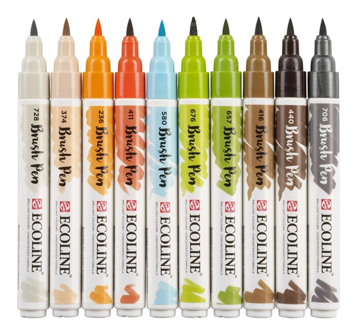 Marcadores Ecoline Brush Pen Arquitectura Estuche X 10 Color