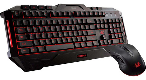 Kit de teclado e mouse para jogos Asus Cerberus vermelho/azul