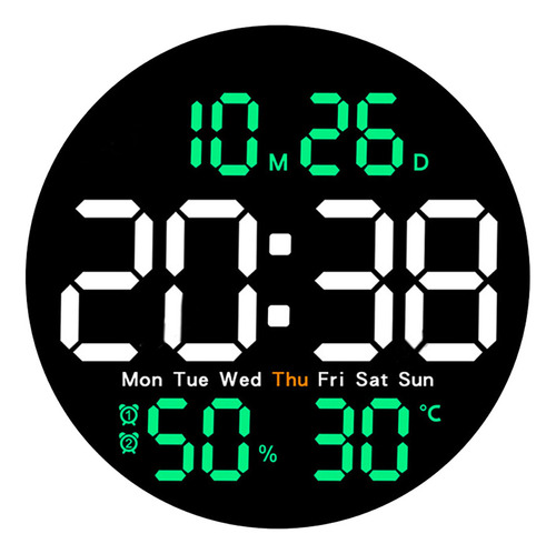 Reloj De Pared Digital De Temperatura Y Humedad De 10 Pulgad