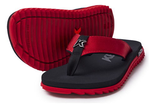 Chinelo Sandalia Kenner Kivah Tks Original Preto E  Vermelho