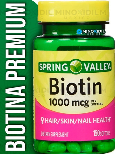 Biotina Premium Piel Cabello Uñas 1,000mcg 150 Softgels