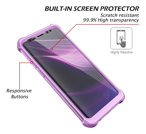 Dexnor Galaxy S9 Caso Con Protector De Pantalla Clear Grado