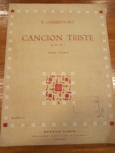 Tchaicovski Cancion Triste Op 40 N 2 Partitura