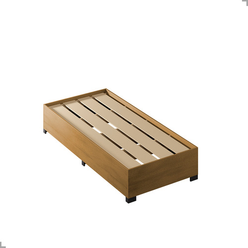 Cama Box 0,90 Base Resistente Para Colchão Solteiro Com Pés Cor Carvalho