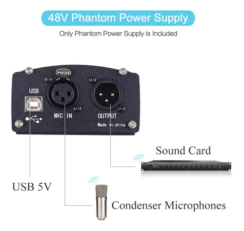 48v Phantom Power Supply Box For Condenser Microphone Studio