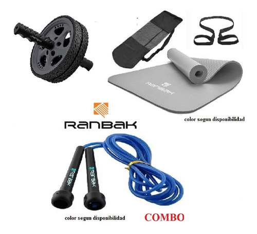 Imagen 2 de 5 de Kit5 Mat Nbr+ Soga Saltar+ Rueda Abdominal + Envio Gratis