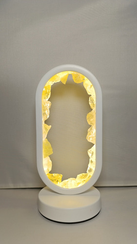 Lampara Cuarzo Sanación Energética Luminosa Led Estructura Blanco Pantalla Citrino