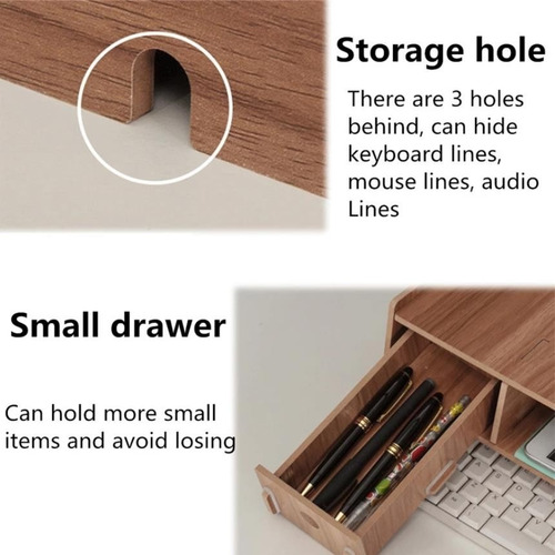 Soporte De Monitor Elevador Madera Armable Organizador Mesa