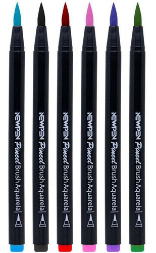 Caneta Pincel Brush 6 Cores Basicas Newpen