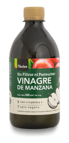 Vinagre De Manzana Natier 500ml Controla Azúcar En Sangre