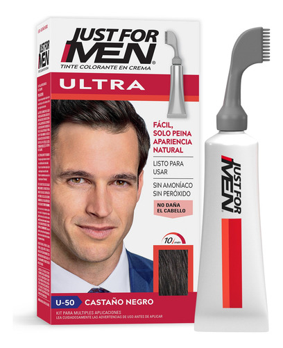 Just For Men Ultra, Tinte Para Canas Castaño Negro U50 Con