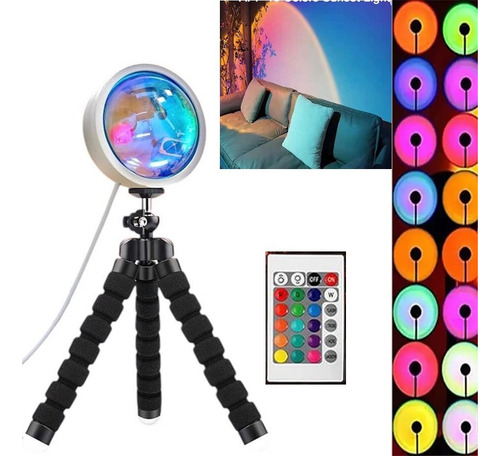 Lampara De Proyección Sunset Rgb App,control,base Ajustable