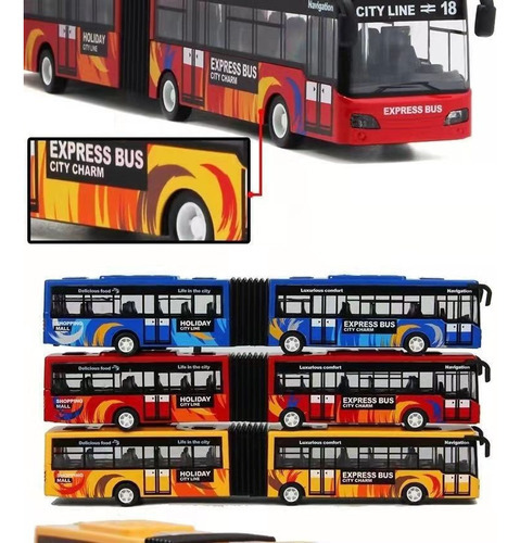 Modelo de ônibus de brinquedo 1:32 com luz e som amarelos
