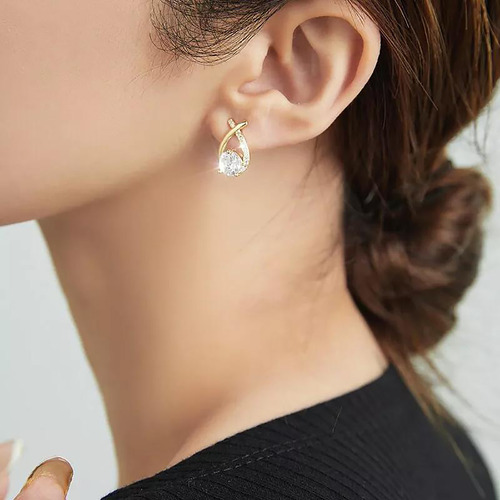 Pendientes En L Con Forma De Sirena, Altos, Circonitas Incru