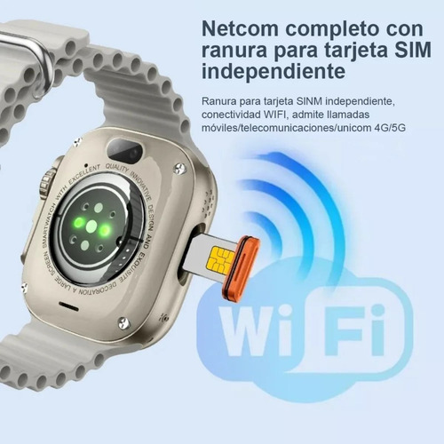 Smartwatch 4g 5g Camara Videollamada Sim Reloj Hombre Mujer Plata Naranja