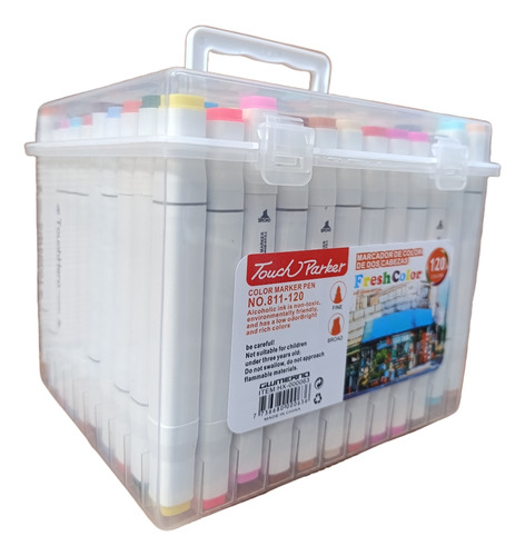 Marcadores Touch X120 Pzs Doble Punta Alcohol Valija