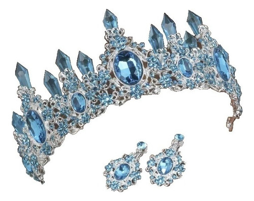 Azul Tiara Y Aretes Tocados Para Novias Xv Años Graduacion