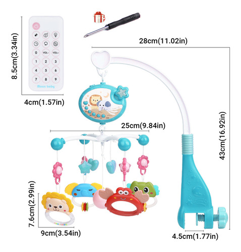 Cuna Musical TOYGAGADE Crib Ringing Con Luz Proyector Caja De Música Y Sonajeros Para Bebé