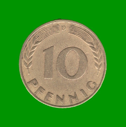 Moneda De Alemania 10 Pfennig, Año 1950 ( D ), Estado Usada.