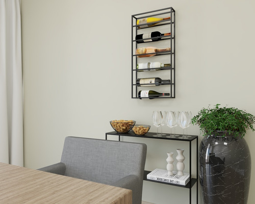Suporte Para 6 Garrafas Estilo Industrial De Parede