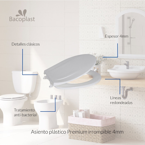 Imagen 3 de 6 de Asiento Tapa Inodoro Baño Universal Reforzado Pack 10 Unid