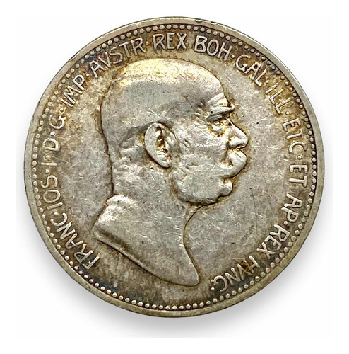 Hermosa Moneda Plata 1908 Austria Imperial 1 Corona 60 Aniv (Usado)