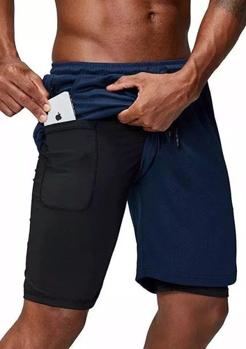 Gimnasio Short Con Licra Deportiva 2 En 1 Hombre Correr