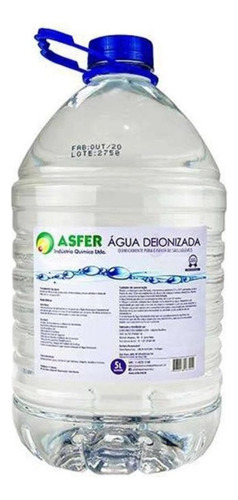 Água Deionizada 5 Litros Para Laboratório Asfer