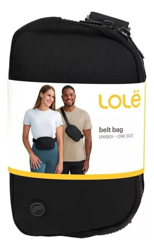 Cangurera Lole Unisex Crossbody Con Correa Ajustable Color Negro Diseño de la tela Liso