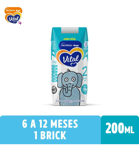 Leche Liquida Vital 2 Brick Nutricia Bago X 200 Ml Sabor Original