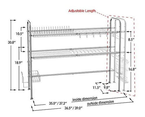 Rzchome - Escurridor De Platos De Acero Inoxidable De 2 Nive