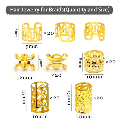Rastas Doradas De Cabello 100 Piezas Joyería Para Trenzas