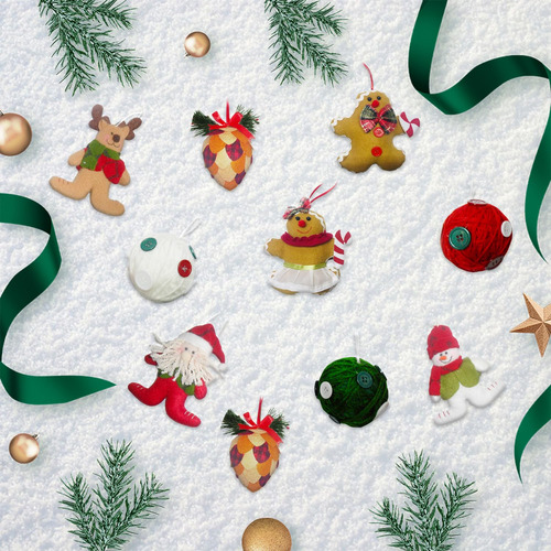 10 Pcs Adornos Navideños Para Arbol, Muñecos De Peluche
