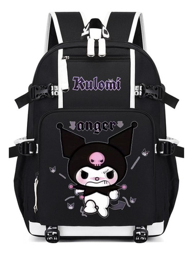 Mochila Negra De Gran Capacidad Con Diseño Original De Dibuj