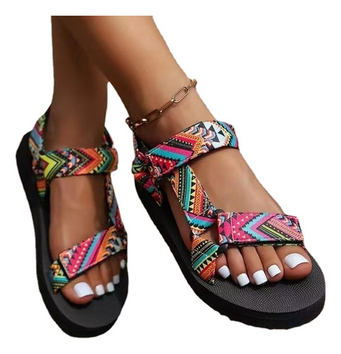 Sandalias De Moda, Zapatos De Mujer Con Bloques De Color, Za