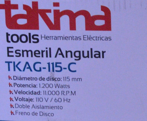 Esmeril Angular Takima 4 1/2 Tkag-115-c 1.200 Watts
